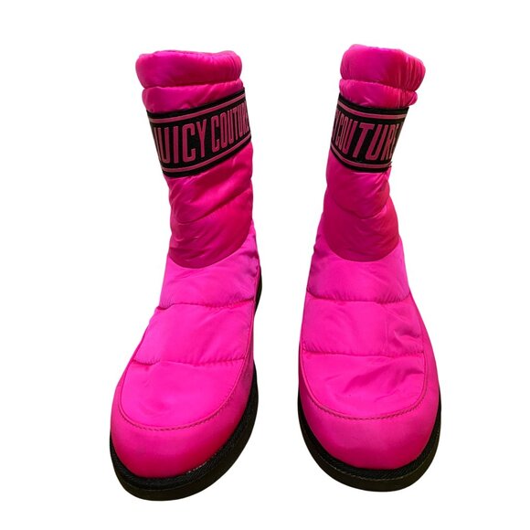 Juicy Couture Womens Hot Pink Winter Boots Size 10 Neon Retro Sporty Cute Barbie - Picture 2 of 11